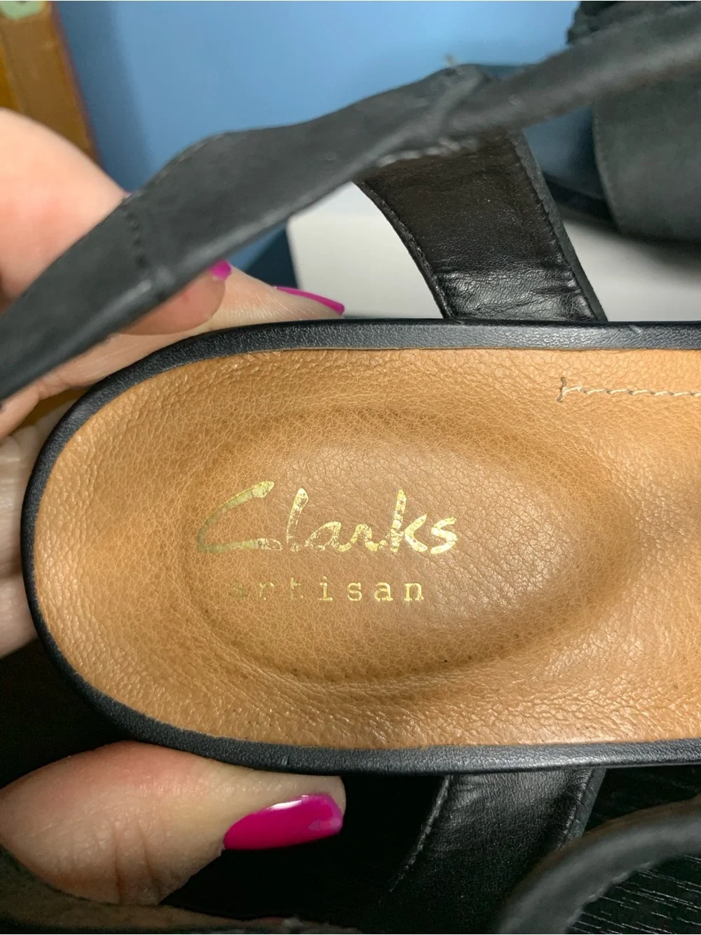 Clarks Black Floral Ankle-Strap Sandals